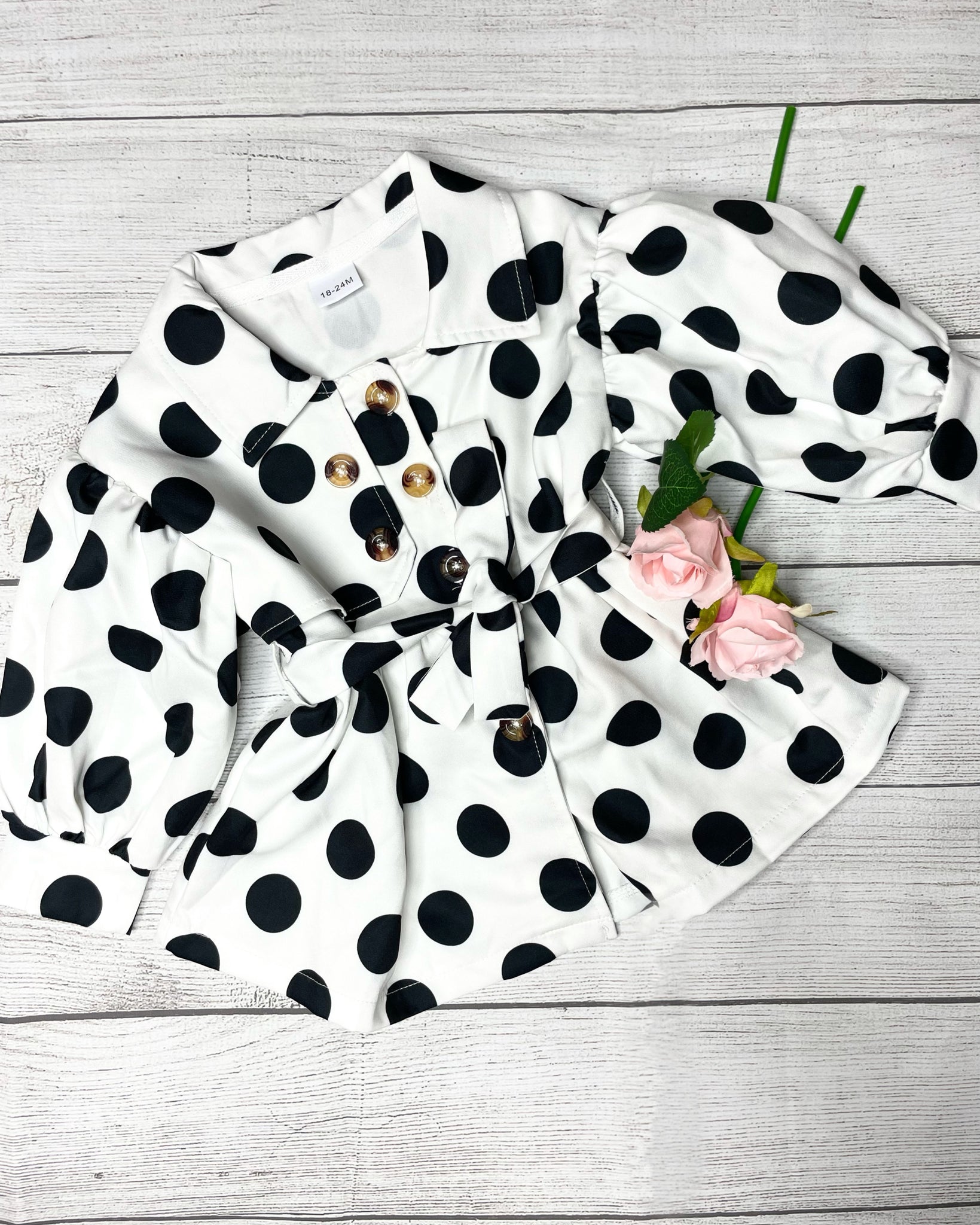 “Naomi” Polka Dot Buttoned Trench Coat