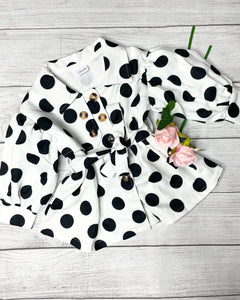 “Naomi” Polka Dot Buttoned Trench Coat