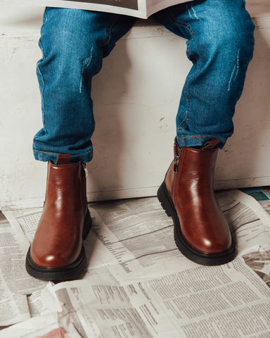 “Ethan” Martin Ankle Boys Boots (Brun)