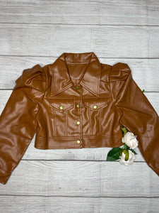 “Nora” Pleather Crop Jacket