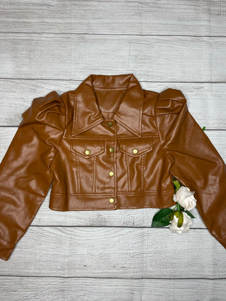 “Nora” Pleather Crop Jacket