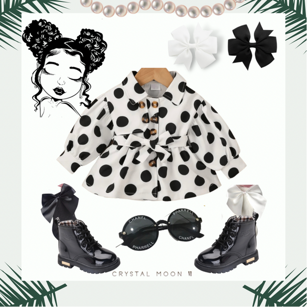 “Naomi” Polka Dot Buttoned Trench Coat