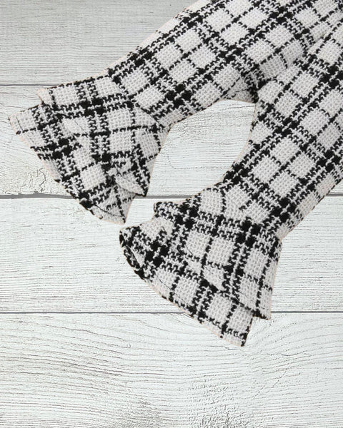 “Elsie” Double Layered Plaid Bell Bottom Pants