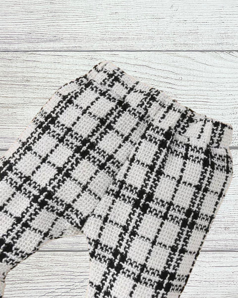 “Elsie” Double Layered Plaid Bell Bottom Pants