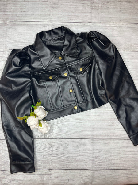 “Nora” Pleather Crop Jacket